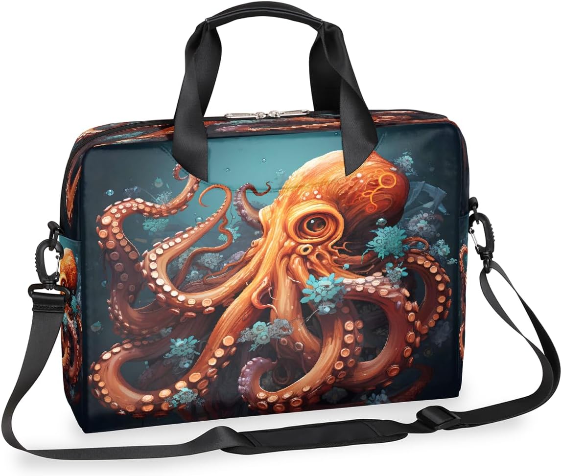 Laptop Bag Ocean Sea Octopus Laptop Case Sleeve Messenger Bags with Shoulder Strap Briefcase for Laptop 13 14 14.5 15.6 16 in