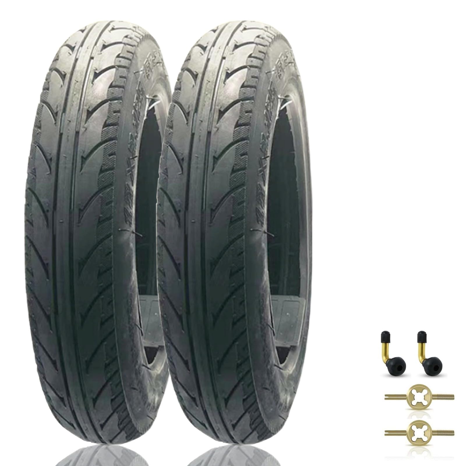 2er-Pack Tubeless Reifen 12,5 Zoll, 12 1/2 x 2 1/4 (57/62-203), E-Bike-Reifen mit abgewinkeltem Ventilschaft für Elektrofahrrad, Roller, Fahrrad, Kinderwagen, 6PR.240-310 KPa