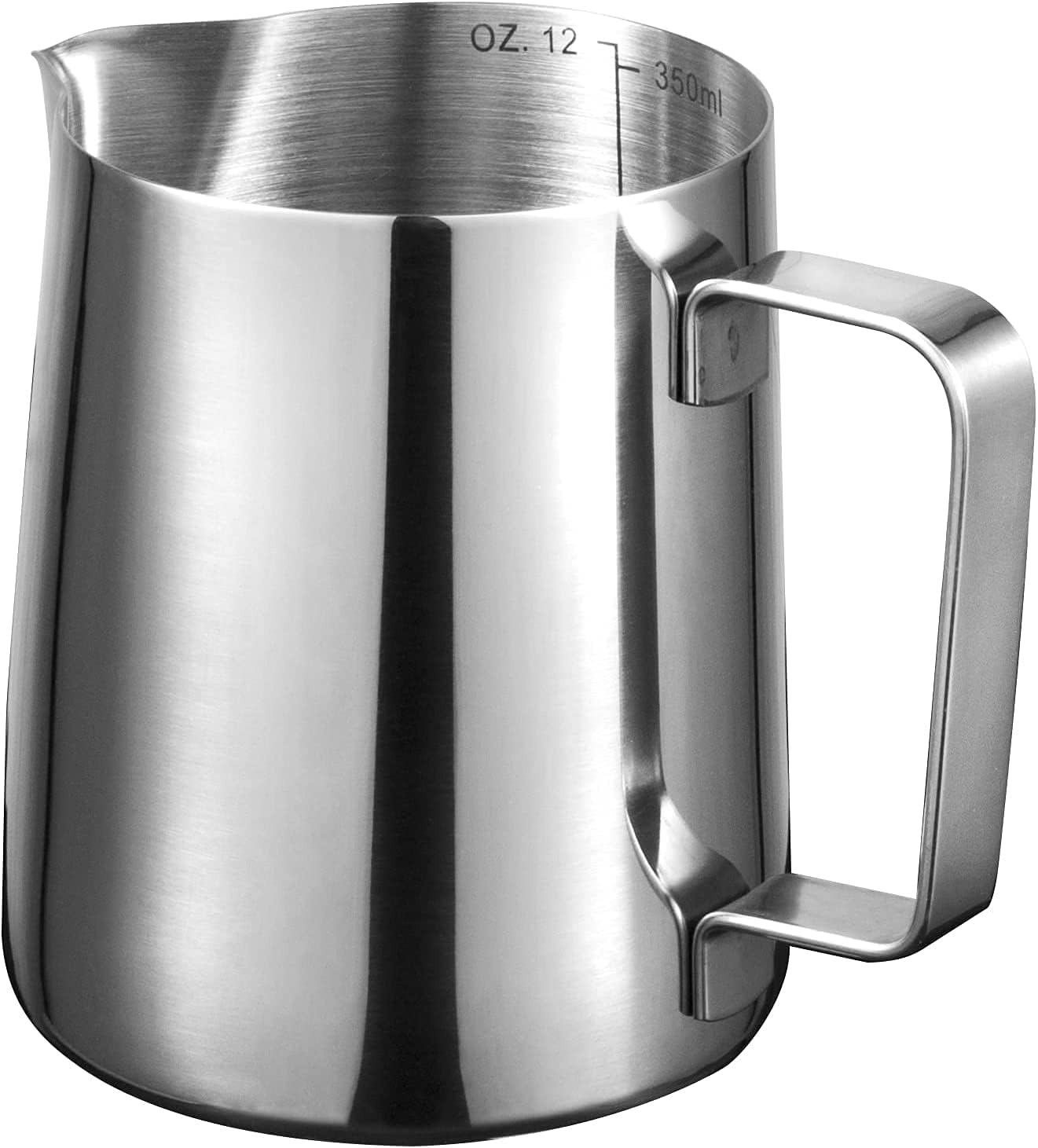 Sky-Touch Stainless Steel 350ml Milk Frothing Pitcher Measurements On Both Sides Inside Plus Ebook & Microfiber Cloth Perfect For Espresso Machines Milk Frothers Latte Art, Silver, 0782948290865