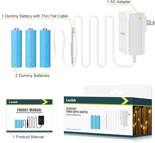 Miniatura 7 de Lenink Adaptador de fuente de alimentación de CA para 3 baterías AA adaptador de repuesto de batería AA para luz LED decoraciones blanco