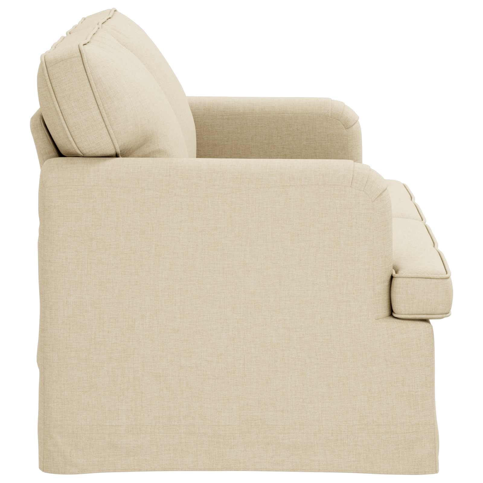 Mini Sofa 144x80x85 cm Creme mit Schwarzen Beinen Stoffbezug Ergonomisches 2-Sitzer Couch für Living Room Bedroom Erstwohnung Modernes Design Robustes Metallgestell