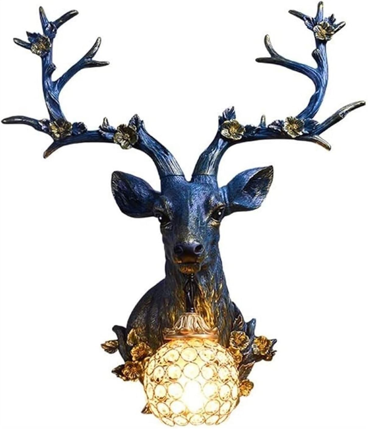 WOYHZXT Wall Light Fixture Retro Deer Head Wall Light Rustic Elk Resin Wall Sconce CreativeVintage Wall Mount Decor Lamp