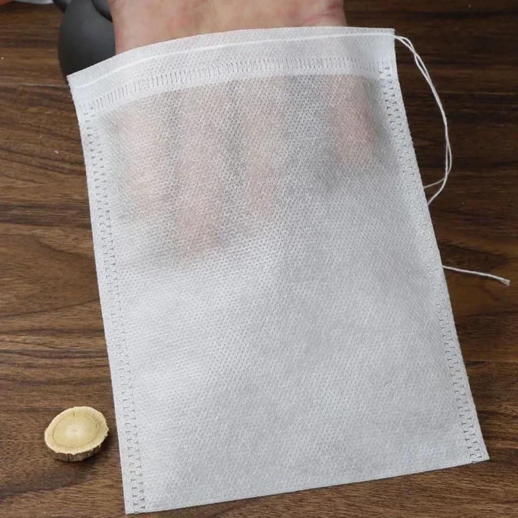 50-200 bolsas de filtro de té desechables de tela no tejida con cordón, papel de filtro de cocina para café, hierbas, té suelto (10 x 12 cm, 200 unidades)