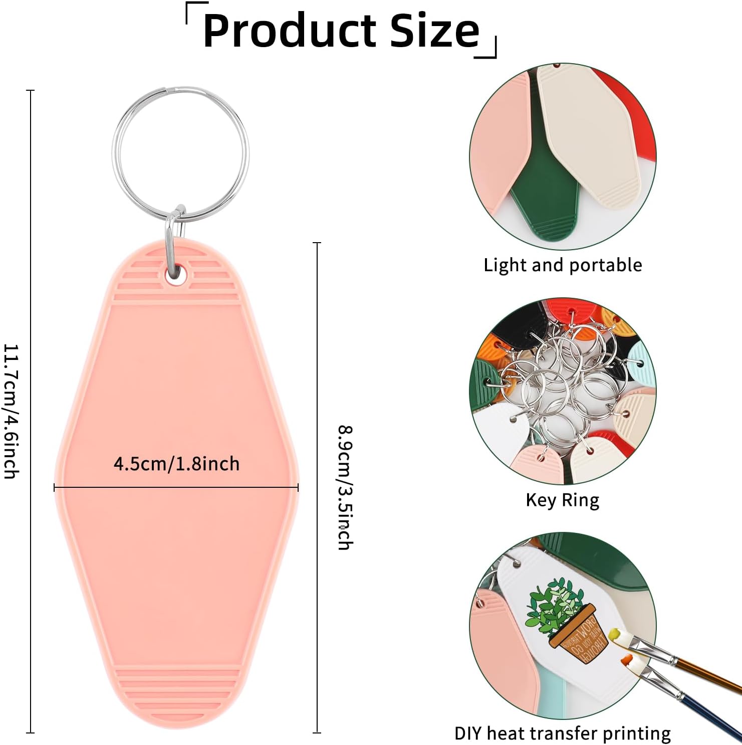 40 PCS Hotel Keychain Blank with Key Rings, 10 Colors Plastic Rhombus Vintage Motel Keychains Blank for DIY Sublimation Luggage Tag Label Craft Gifts Decorations - Image 2