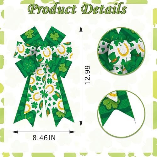 Miniatura 2 de 2 lazos de corona de San Patricio lazos de San Patricio sombrero de trébol de herradura lazo de arpillera para coronas lazos de cinta del día de San