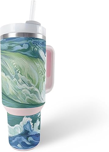 MightySkins Skin - Vaso de vinilo compatible con Stanley The Quencher H2.0 FlowState de 40 onzas, Cyclone Wave, protectora, duradera y única, fácil