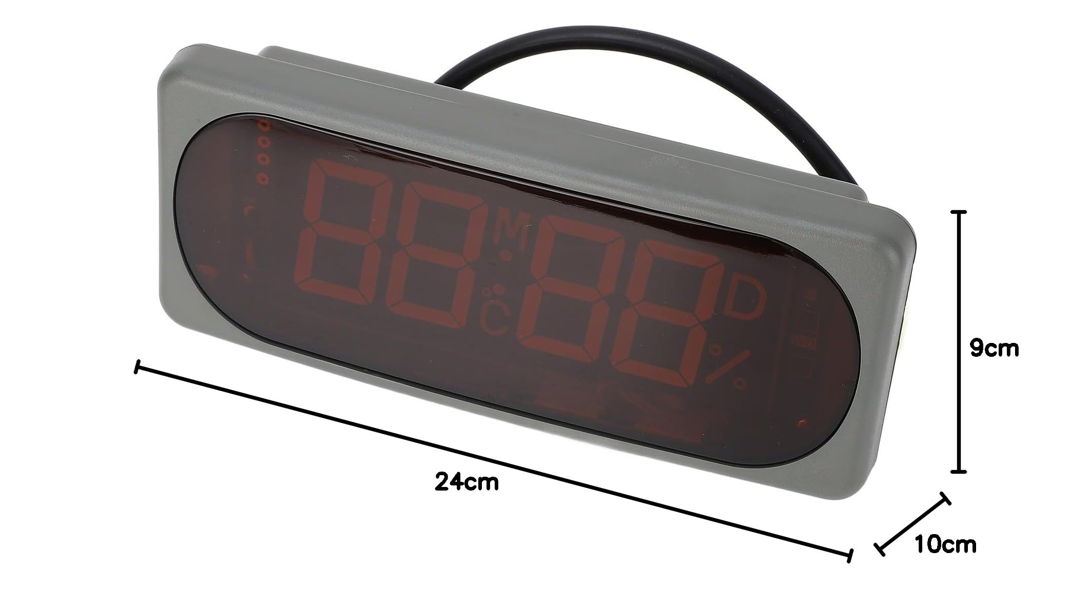 Reloj Electrónico para Coche con Termómetro e Higrómetro Digital, Pantalla LED de Fecha Hora Temperatura Humedad, Rango - 19℃ a 75℃, Montaje Empotrado o Colgante para Vehículos y
