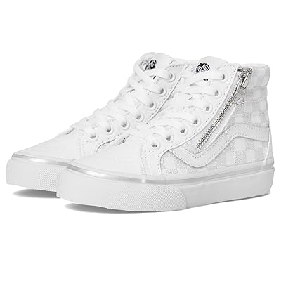 Vans Kids Sk8 Hi Reissue Side Zip (Little Kid) Kids Shoes Metallic Checkerboard Silver/True White