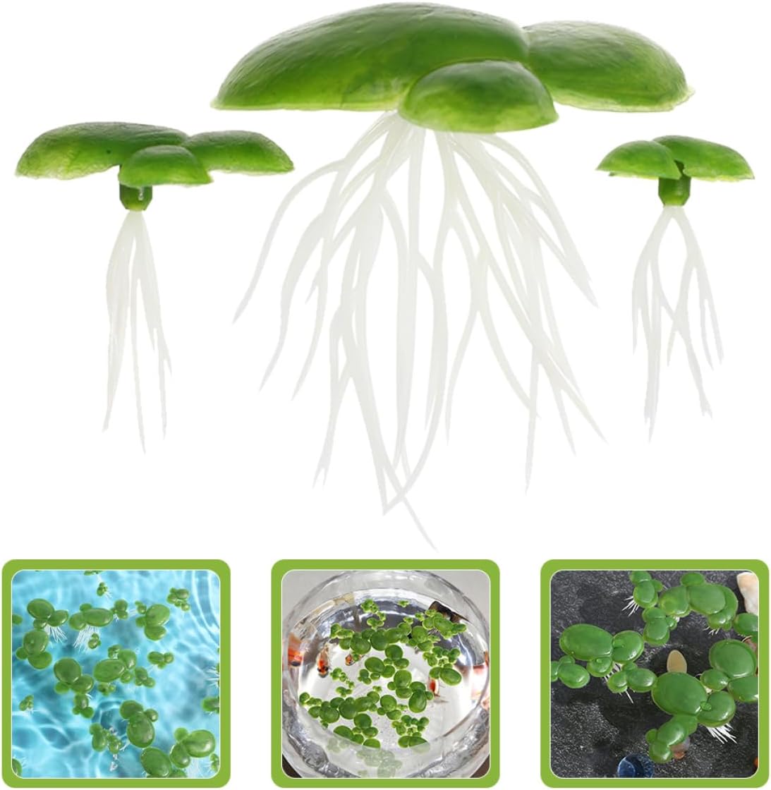 Artificial Floating Duckweed for Fish Tanks Plastic Leaf Plants with Roots Aquarium Decor for Aquatic Landscapes and Fish Habitat