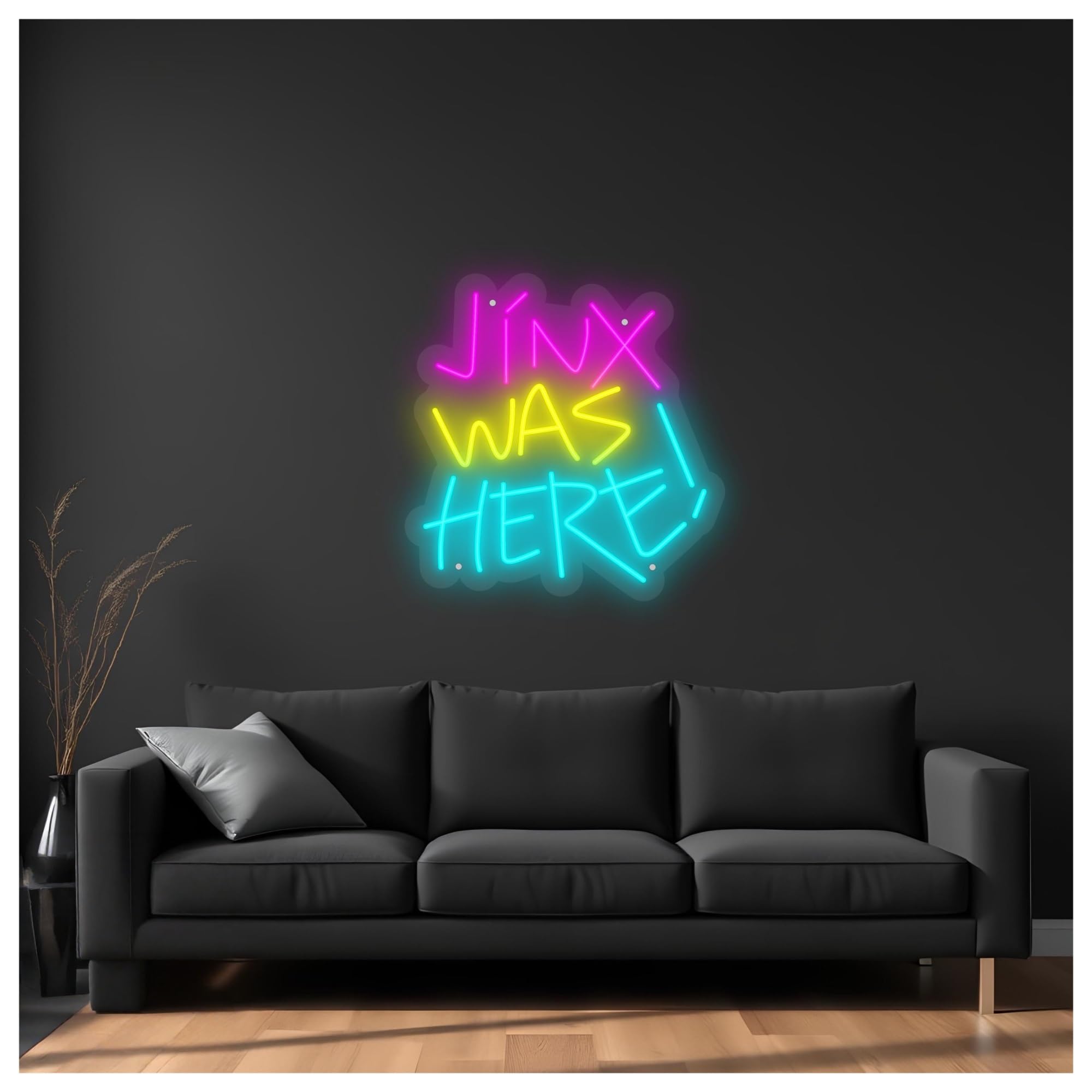 SHOUXI Sign Lamp Jinx was Here Neon Sign, Suitable for Game Room Decor with Dimmable 40cm