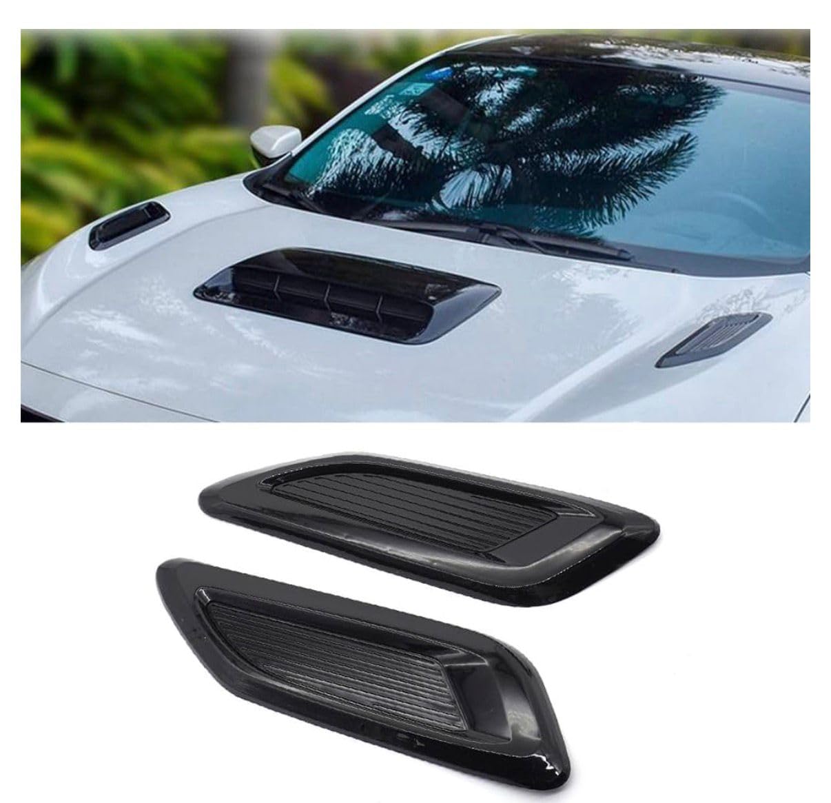 Glossy Black Car Bonnet Scoop Engine Hood Air Vent with Adhesive Tape Bonnet Hood Scoop Air Flow Intake Vent Cover Car Decor Compatible with All Cars & SUV's.