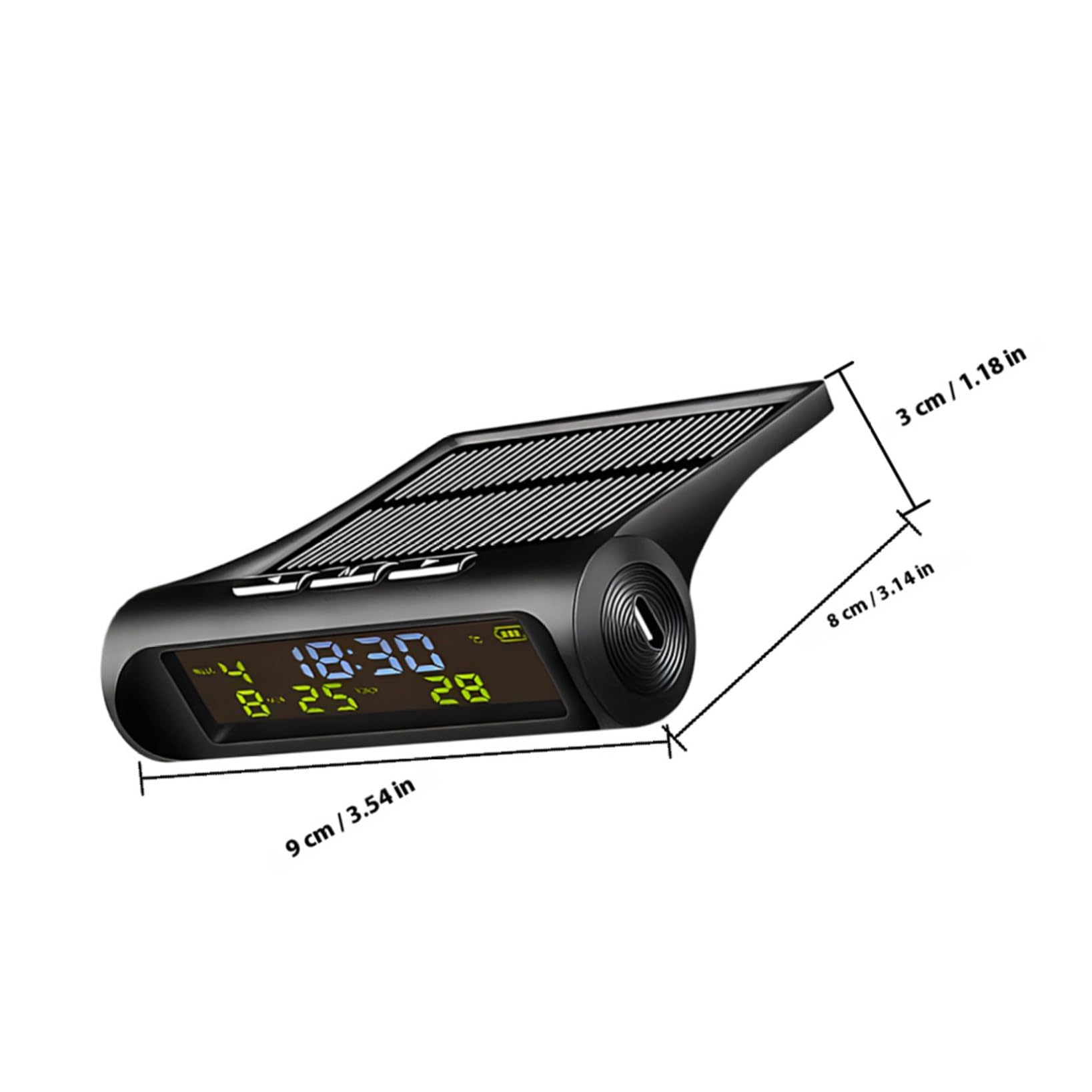 PLAFOPE Reloj Digital para Coche de Salpicadero Termómetro Solar Automático Medidor de Temperatura Reloj Multifuncional para Salpicadero de Coche