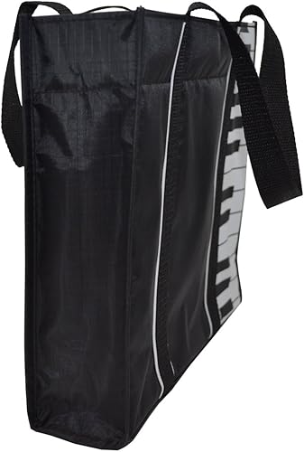 Miniatura 3 de Piano Keys - Bolsa de tela Oxford impermeable con hebilla magnética a presión (teclas de piano, color negro), Teclado Negro