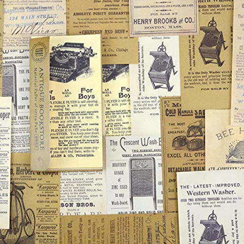 コラージュ素材 Rickton ペーパー 60枚 紙素材 レトロ 古風 クラシック 懐古 デザインペーパー ヴィンテージ 手帳素材パック パラフィン紙 ジャンクジャーナル 古書 60枚セット