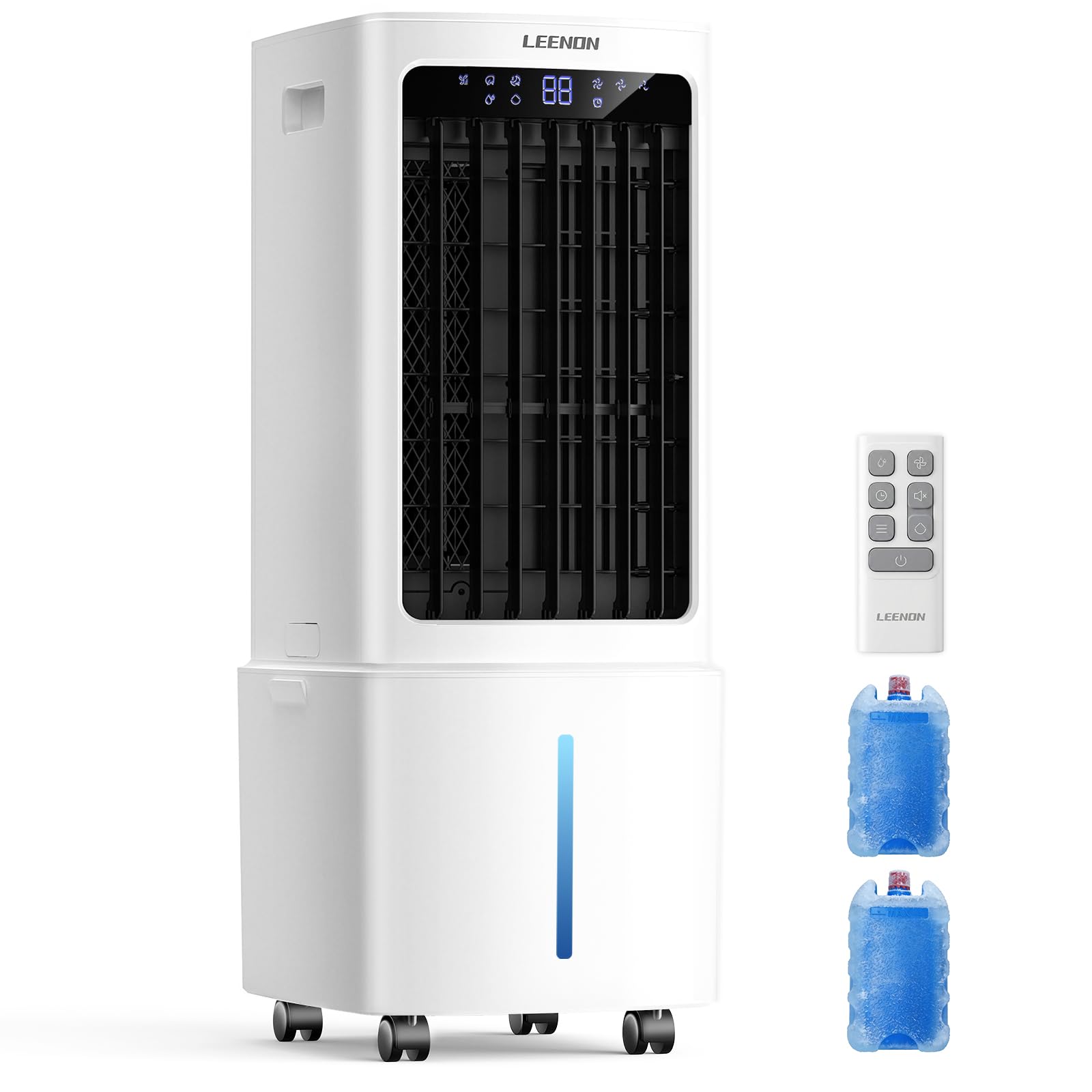 LEENON 9L Portable Air Conditioner, Air Cooler Fan with 3 Speeds, 35dB Quiet Cooling Fan with Wheel, Energy-Saving Evaporative Air Cooler for Bedroom & Home Office, Kids & Pet Friendly