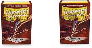 2 Packs Dragon Shield Matte Crimson Standard Size 100 ct Card Sleeves Value Bundle! â€¦