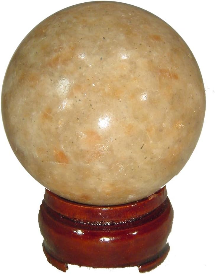 Natural Indian Sunstone 2.2" Sphere Gemstone Lapidary with Stand