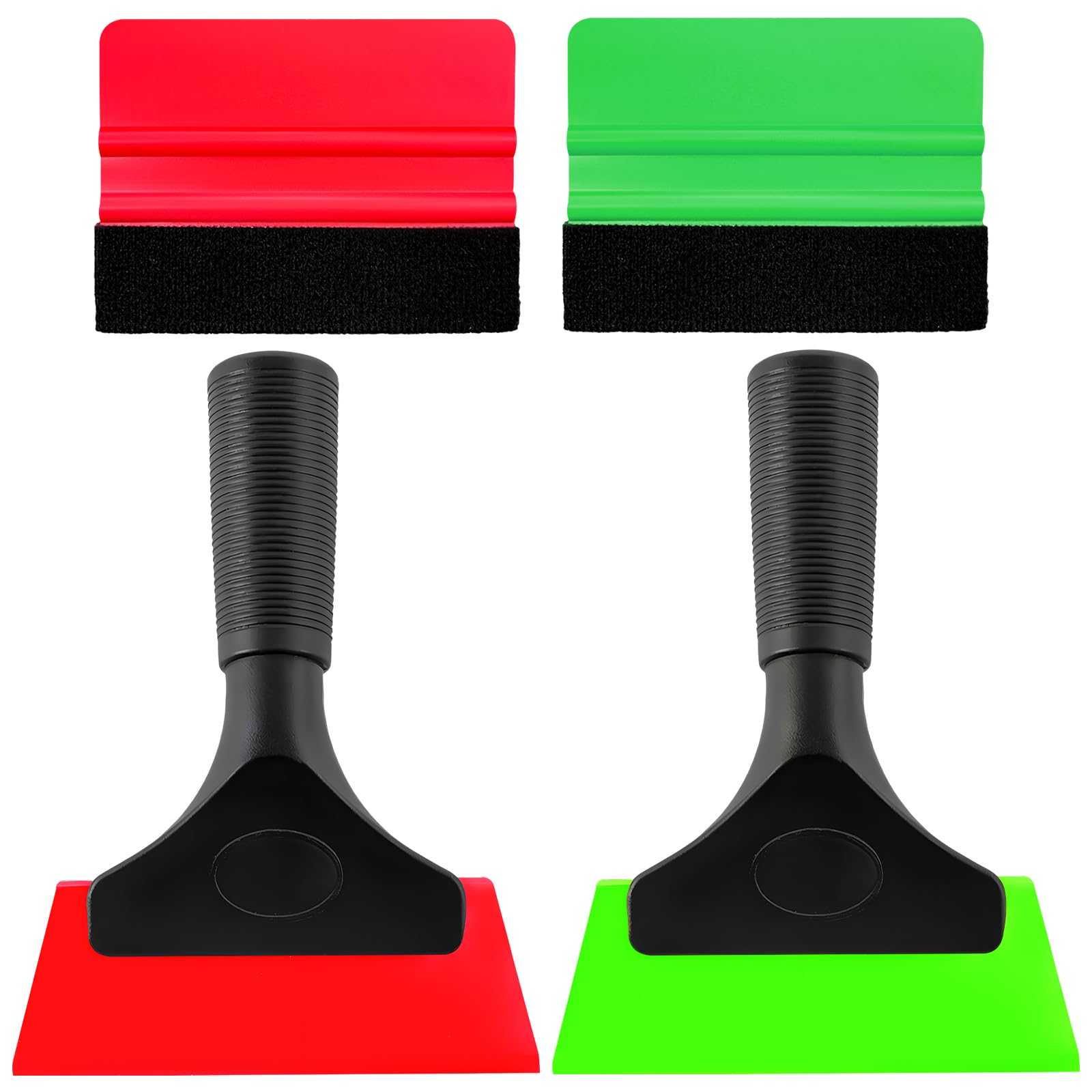 Yourkar 4 PCS Window Tint Kit Tools, Professional Vinyl Wrap Kit with Plastic Squeegee &amp; Felt Squeegee, Universal Privacy Film Installation Tint Tools for Vehicle Glass Home (Red+Green)