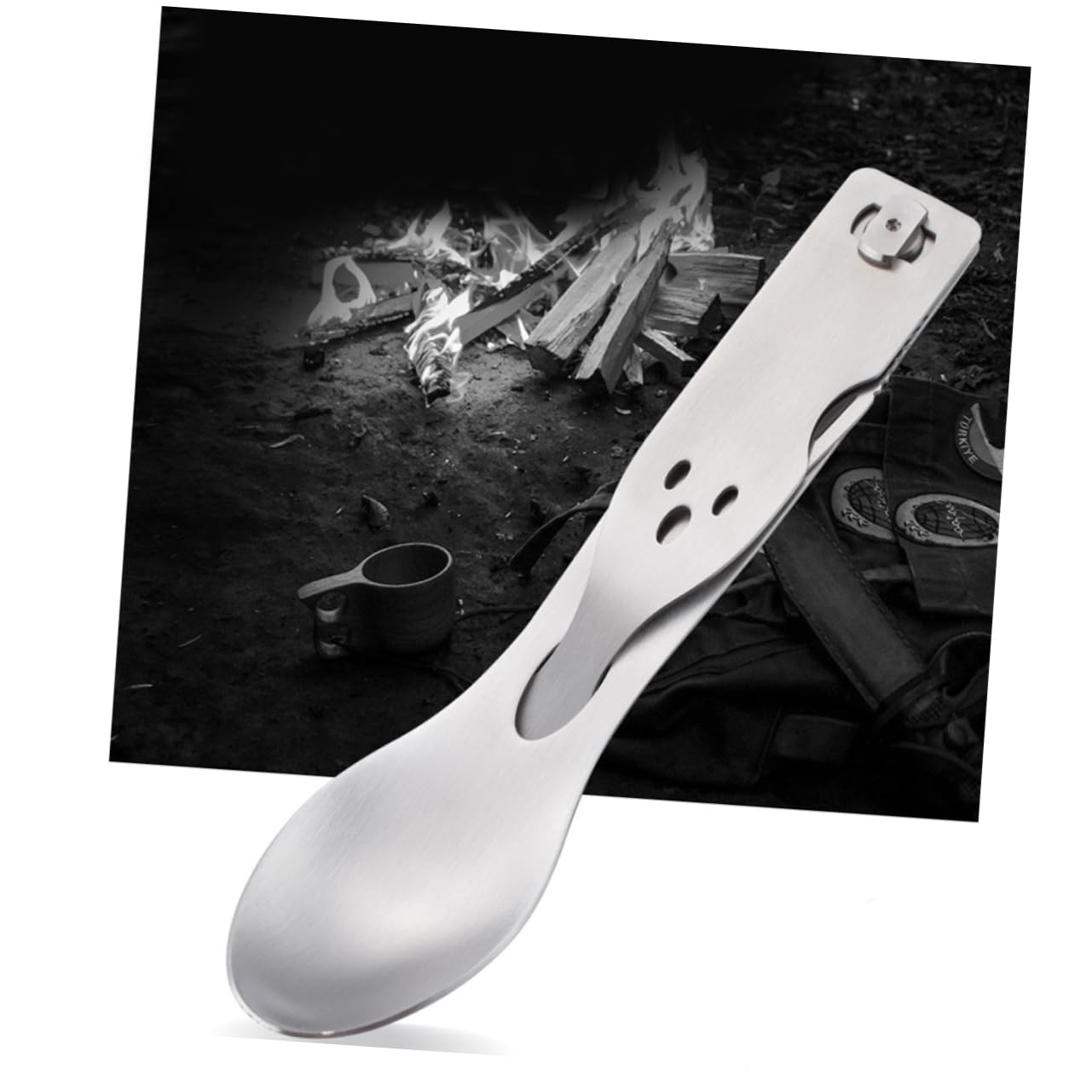 BESPORTBLE 3 Pezzi 3 1 Forchetta Cucchiaio in Metallo Forchetta Cucchiaio Pieghevole Utensile Da Campeggio All'aperto Da Picnic Viaggiare Portatile