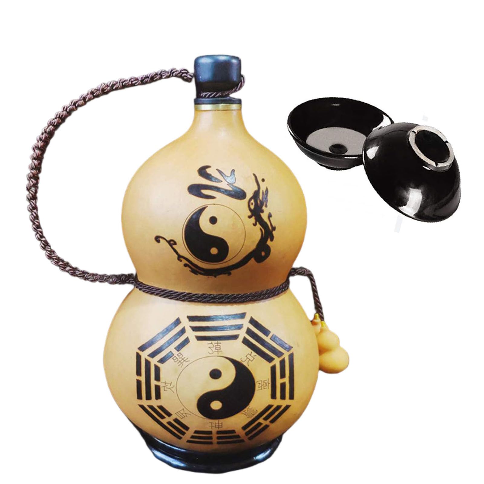 Wake Flasche Weintopf, Natürliche Kürbisflasche Mit Kordel, Outdoor Portable Kürbisflasche Wein Für Camping, Grillen, Bootfahren, WeihnachtenNatural, 1500ml