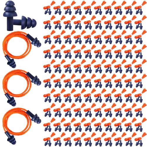 Xuhal 200 Pairs Corded Ear Plugs Silicone Earplugs with Cord Individually Wrapped Reusable Earplugs...