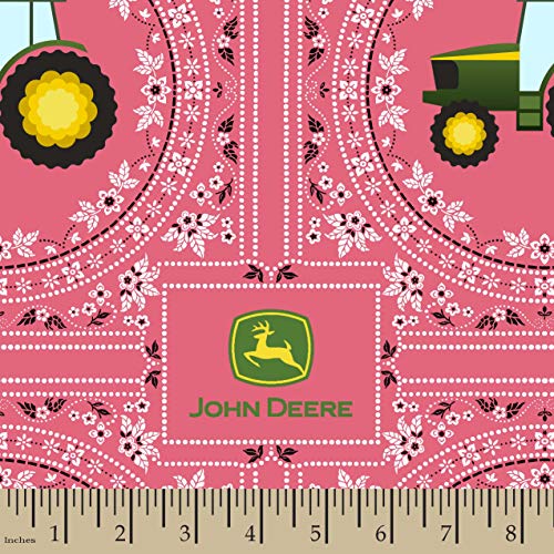 Tissu de qualité supérieure John Deere bandana floral rose au mètre
