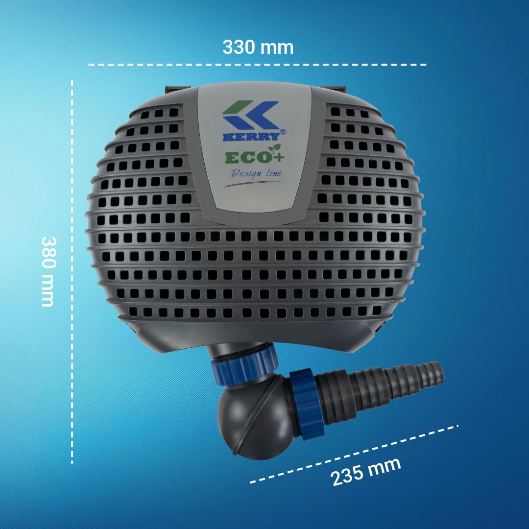 ECO Teichpumpe KEE12000-12000 L/H, nur 85 Watt energiesparend, Vorfilterkammer, 5,5m Förderhöhe, 10m Kabel, Wasserpumpe für Brunnen, Teich und Bach, Brunnenpumpe | Gartenteichpumpe