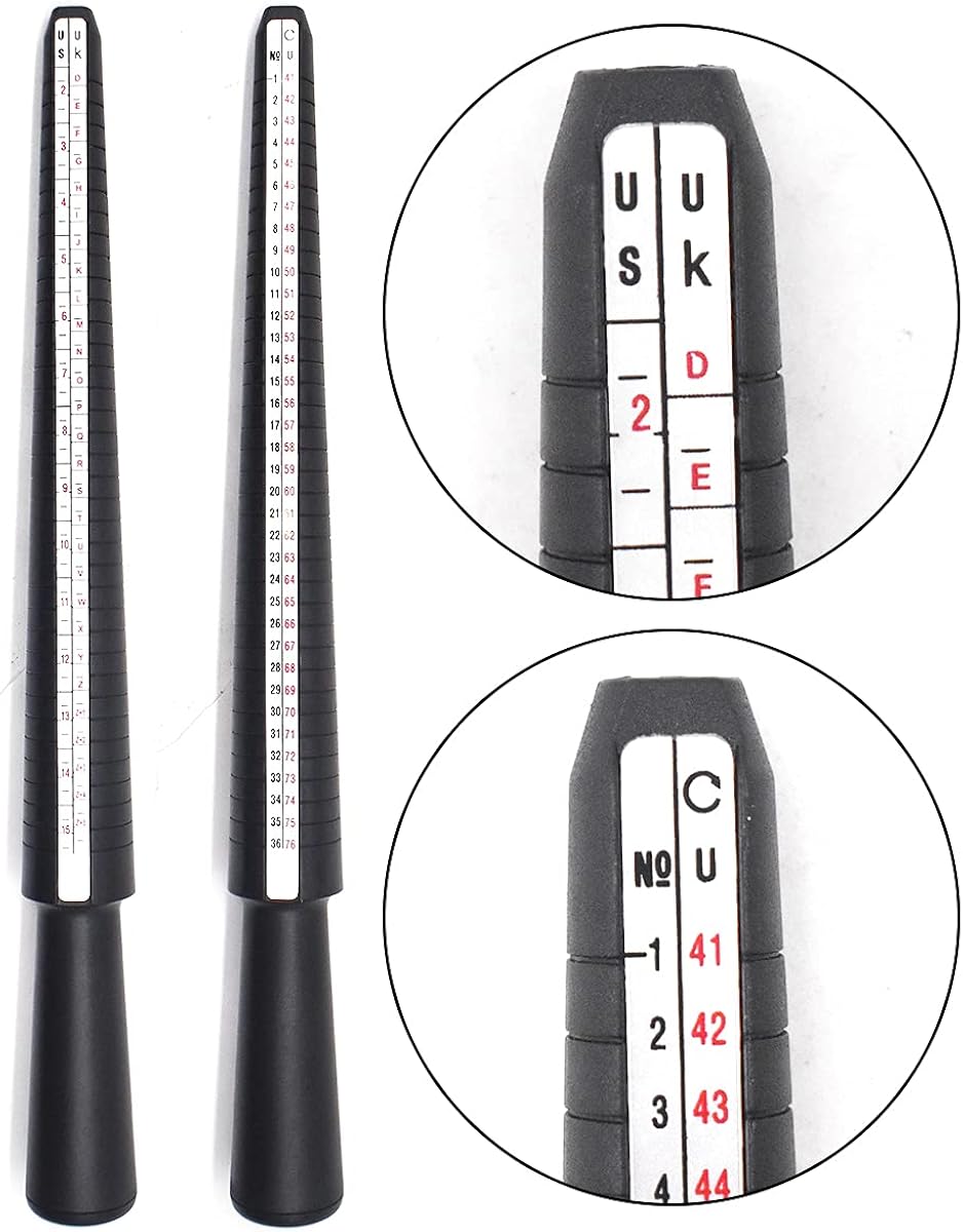 Tianher Ring Sizer Mandrel Stick, 2 Sets Ring Sizer Measurement Scales