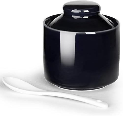 Miniatura 9 de HAOTOP Azucarero de 8 onzas con tapa y cuchara, dispensador de azúcar de cerámica, contenedor de azúcar, accesorios de barra de café, recipientes de