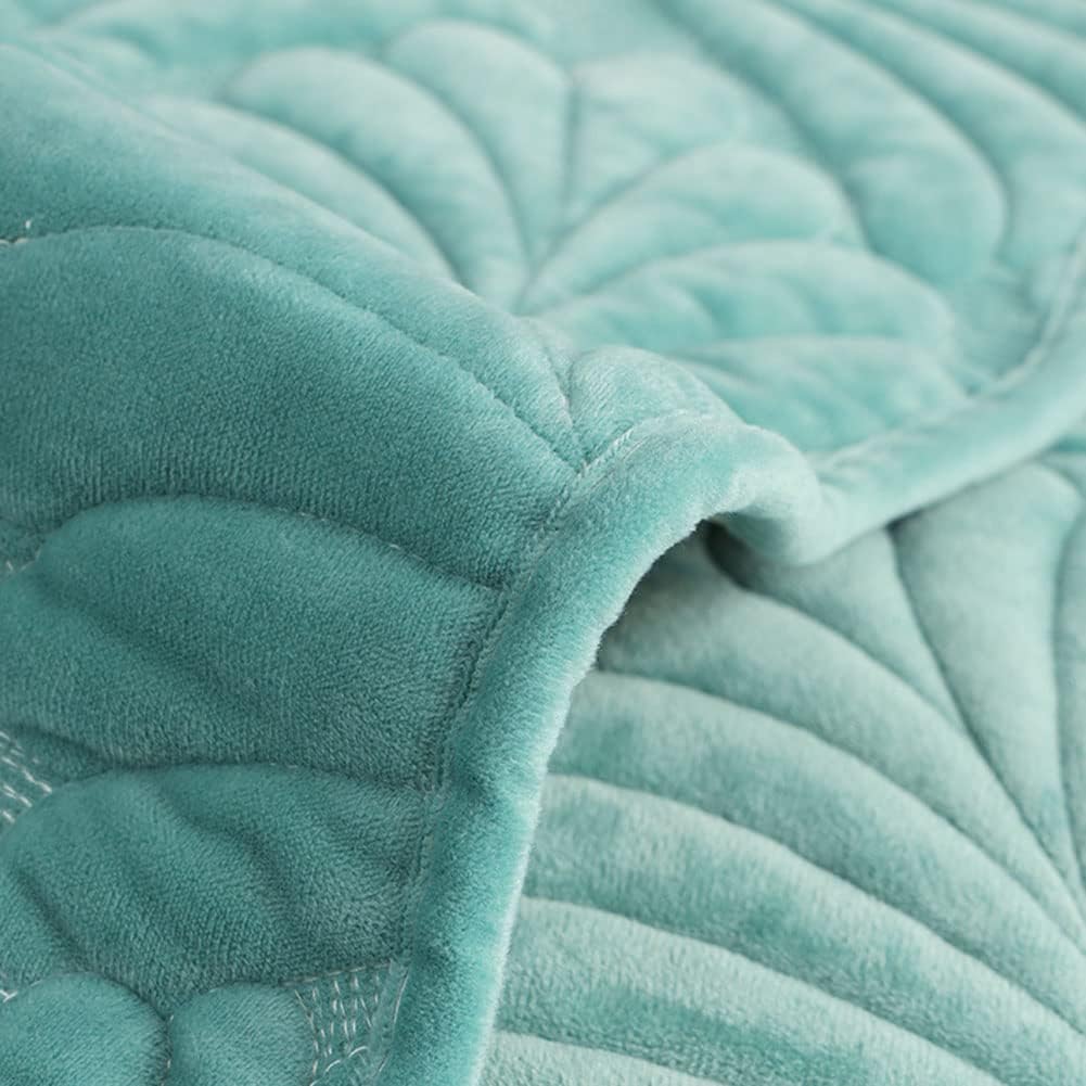 vctops Luxury Velvet Thick Sofa Couch Cover Embroidery Quilted Sectional Couch Cover Non-Slip Plush Soft Sofa Slipcover Furniture Protector for Pets Kids Children Dog Cat (Lake Blue A,28"x70")