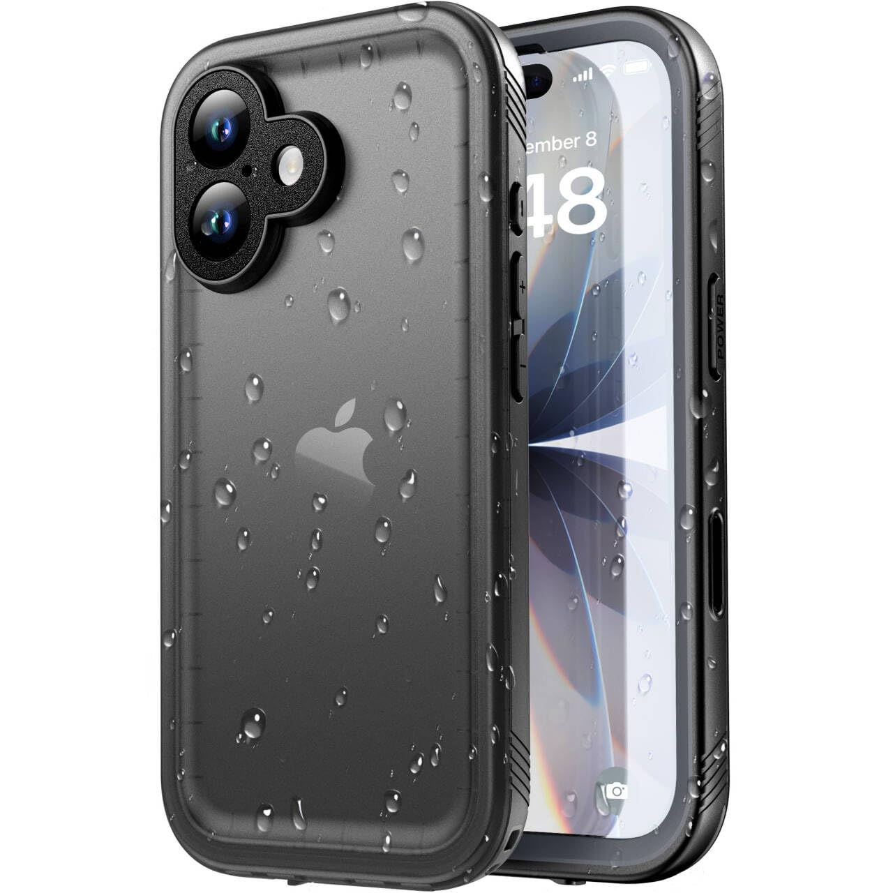 SPORTLINK iPhone 17 用 防水ケース - いPhone 17 ケース 完全防水 IP68規格防水 防雪 防塵 耐衝撃 360°全面保護 無線充電 フェイスID 認証 カメラ調整ボタン 夏のプール 水泳 水中撮影 子供と遊び 建築工事 冒険 アウトドア 汚れ 油 指紋防止 洗濯可能 雨の日 水中撮 アイホン 17 ケース お風呂 プール 海に泳ぐ 6.3インチ 適用 (ブラック）