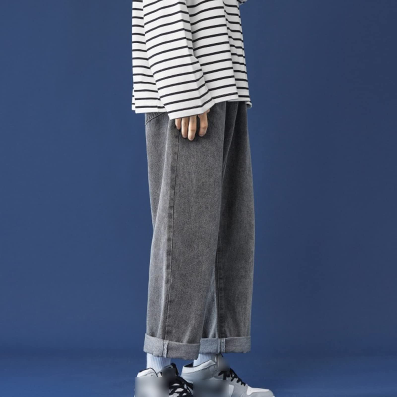 Maiyifu-GJ Men's Fleece Thermal Straight Leg Jeans Relaxed Fit Winter Warm Denim Pants Loose Flannel Lined Jean Trousers (Grey,3X-Large)