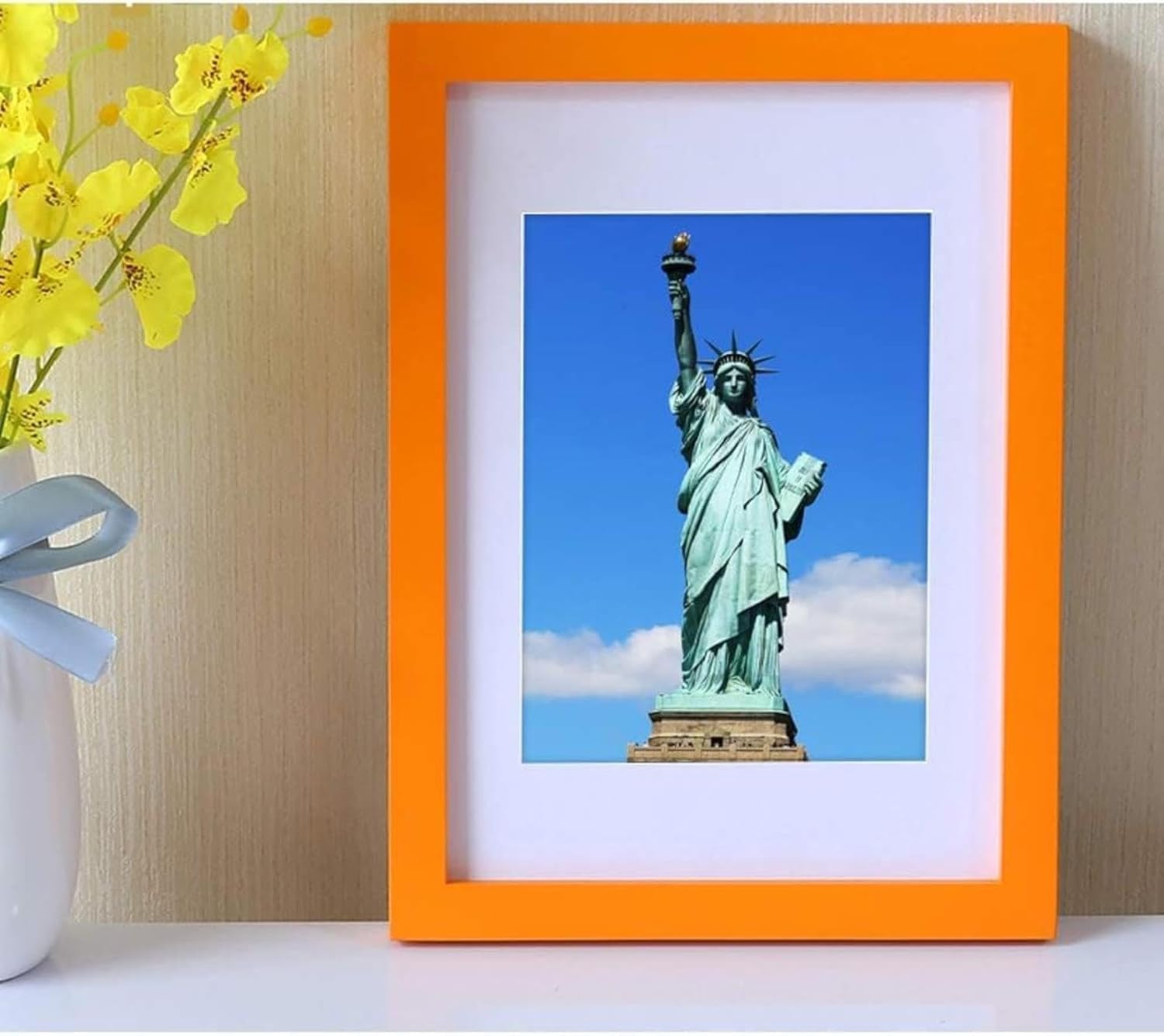 OYUCDAGQ Photo Frame, Solid Wood, Personalized, Wall Hanging, Open Mount Puzzle Frame, A3 [29.7 * 42cm], Orange