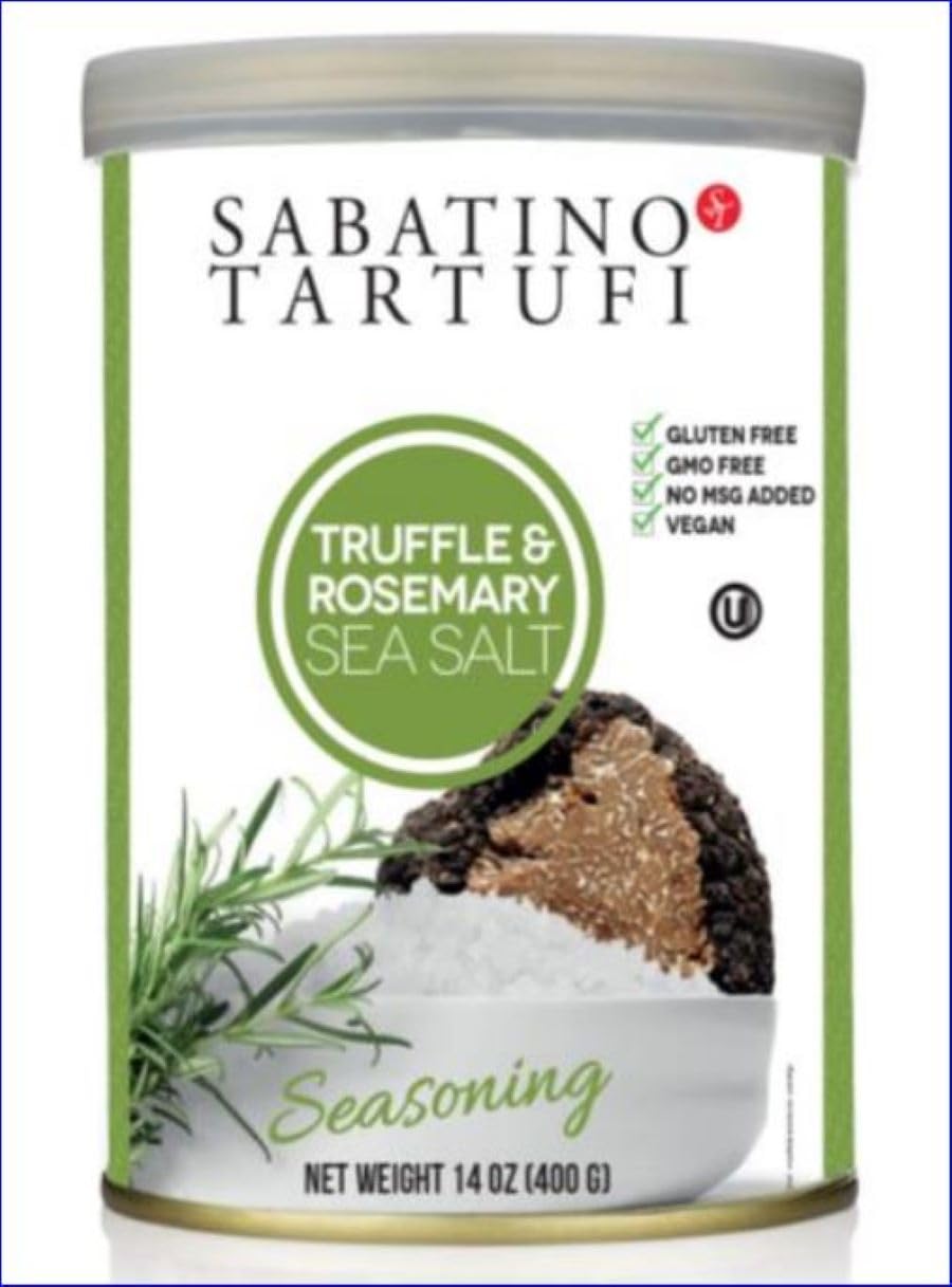 Sabatino TartufiGourmet Truffle & Rosemary Sea Salt, All Natural, Gluten Free, Vegan, Kosher, Premium Seasoning for Meats, Fish, Eggs, Vegetables, 2 Count of 14 oz Jars