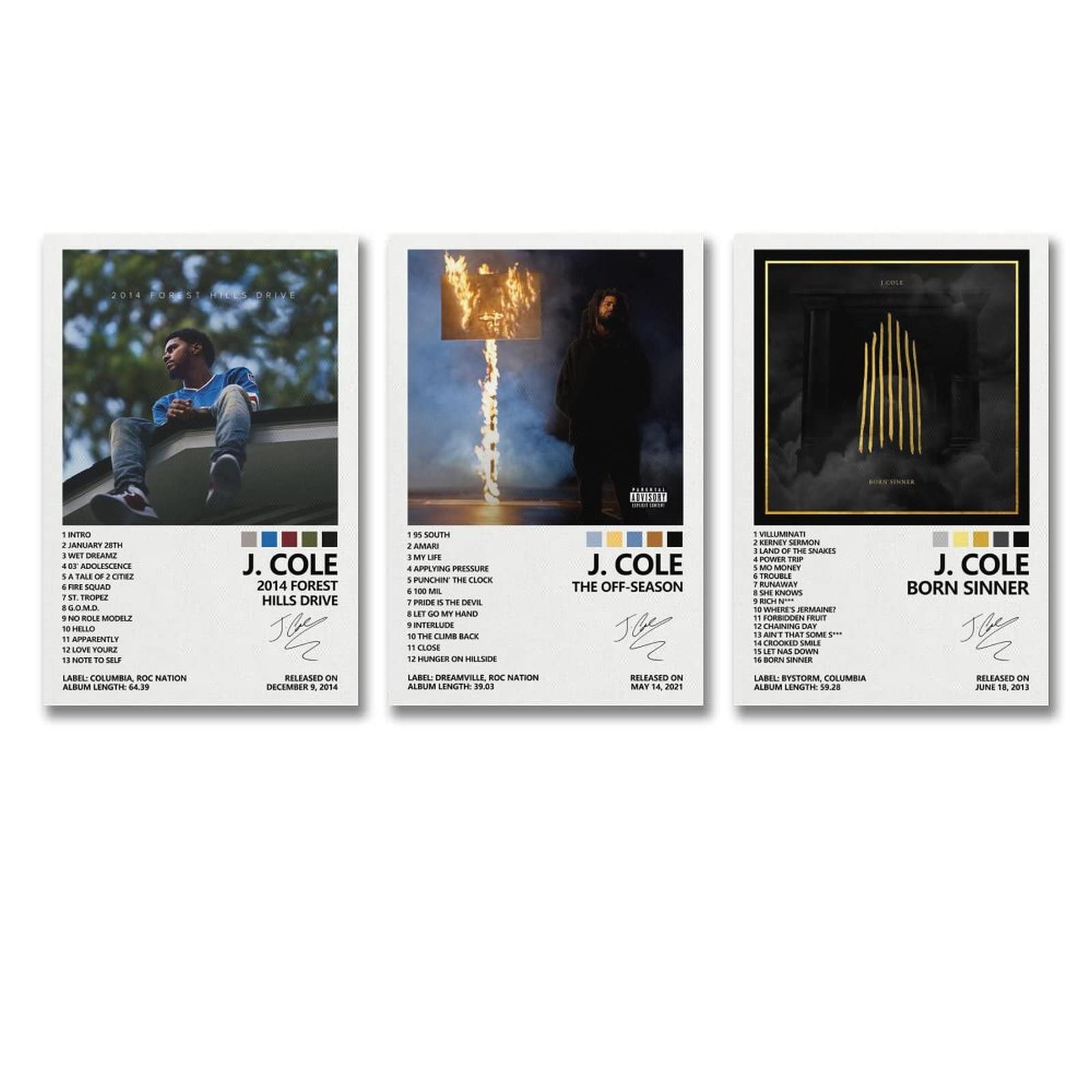 J Cole Poster Album Cover Posters for Bedroom Aesthetic Canvas Art Wall Decor 08x12inch(20x30cm)-3pcs