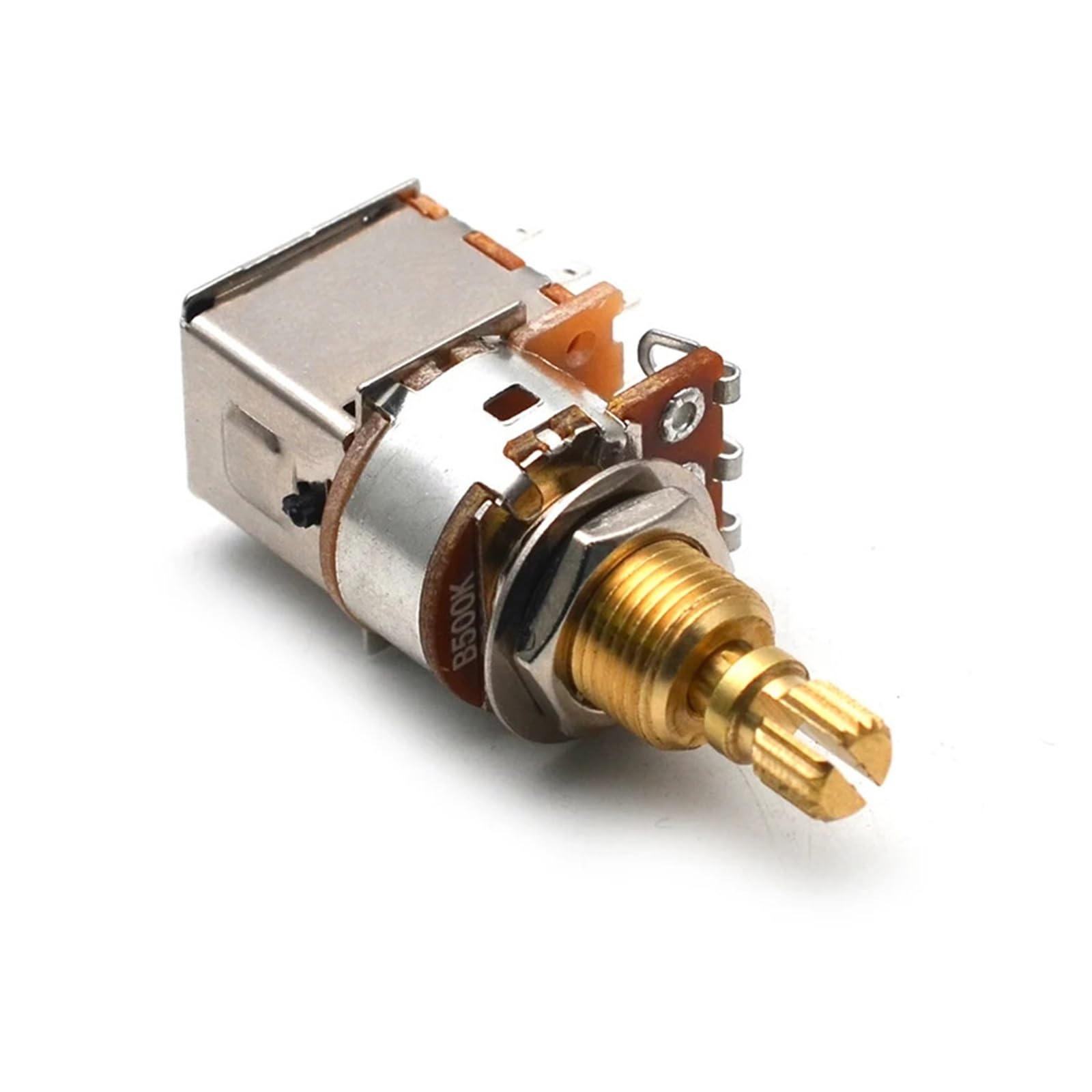 2 potenciómetros de control de empuje/empuje de eje de latón - A500K/B500K/A250K/B250K, for piezas de guitarra(B500K 2Pcs)