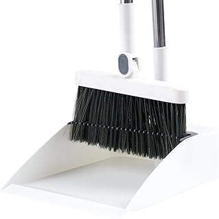 Broom and Dustpan Set for Home, Long Handle Broom with Dustpan Combo Set,Dust Pan and Broom Combo for Kitchen Office Lobby Floor