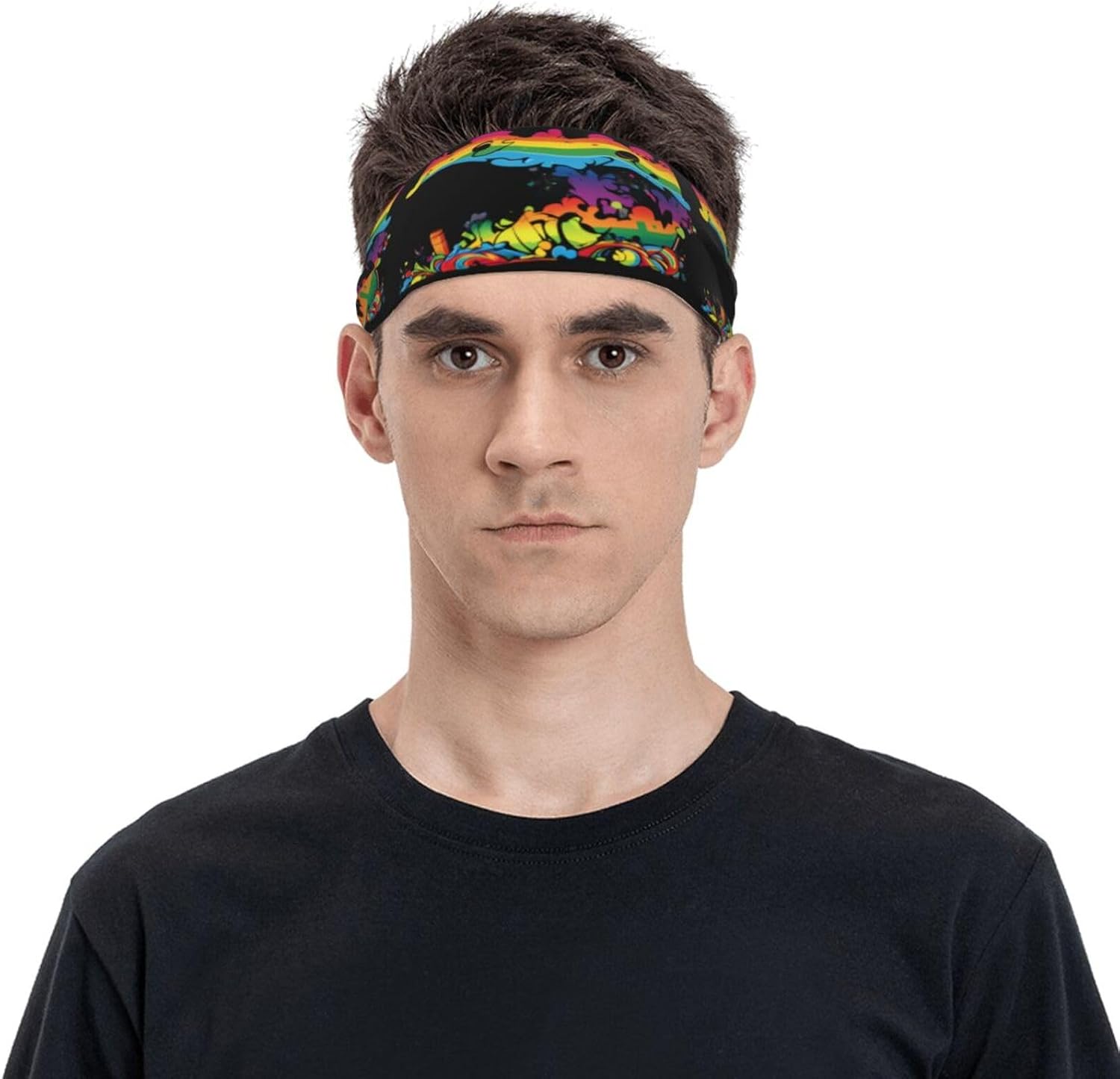 Rainbow Colored Graffiti Sports Sweatband – Stay Dry & Confident During Every Workout
