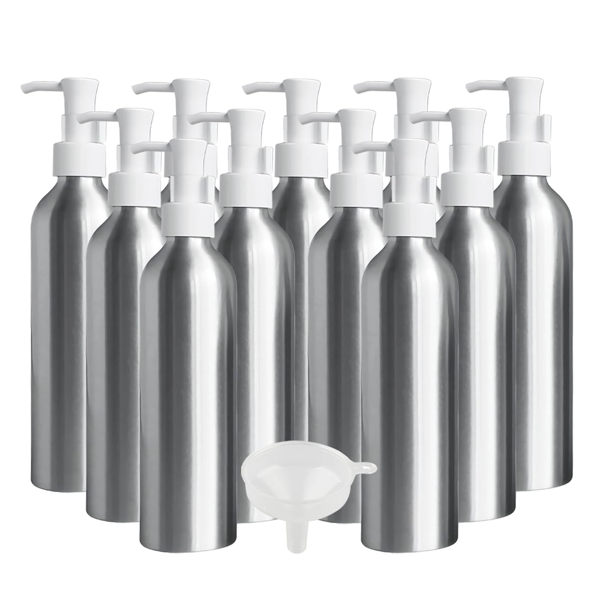 12 Piezas Recargable 250ml Botella de Aluminio con Cabeza de Bomba loción Botellas, para Jabón de Emulsión Gel de Ducha