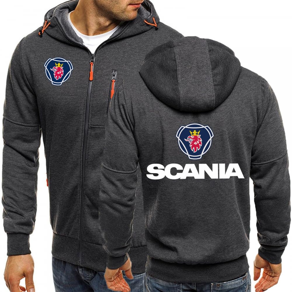 BYXLMS Mens Zipper Pullover for SCANIA Hoody Hooded Tops Hoodie Hooded Sweatshirts with Pocket-Dark Grey A||XXL
