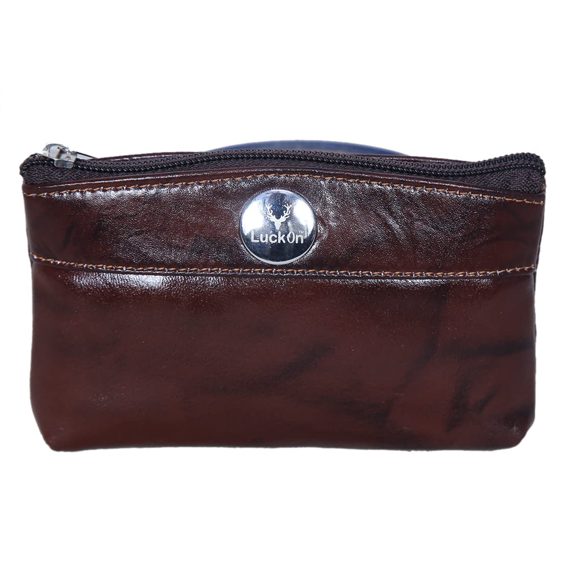 LuckOn Batwa Women's Genuine Leather Small Hand Purse, Hand Coin Purse for Ladies Size (L 5.50 x H 3.50) LL-Pouch-3 Bombay Sheep Leather (Brown)