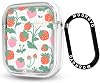 MOSNOVO Case for Airpods 1 & Airpods 2, Protective Clear Case with Shockproof Dual Layer Hard Luxe Metal Ring Designed for AirPods 1&2 Generation - Strawberry Garden