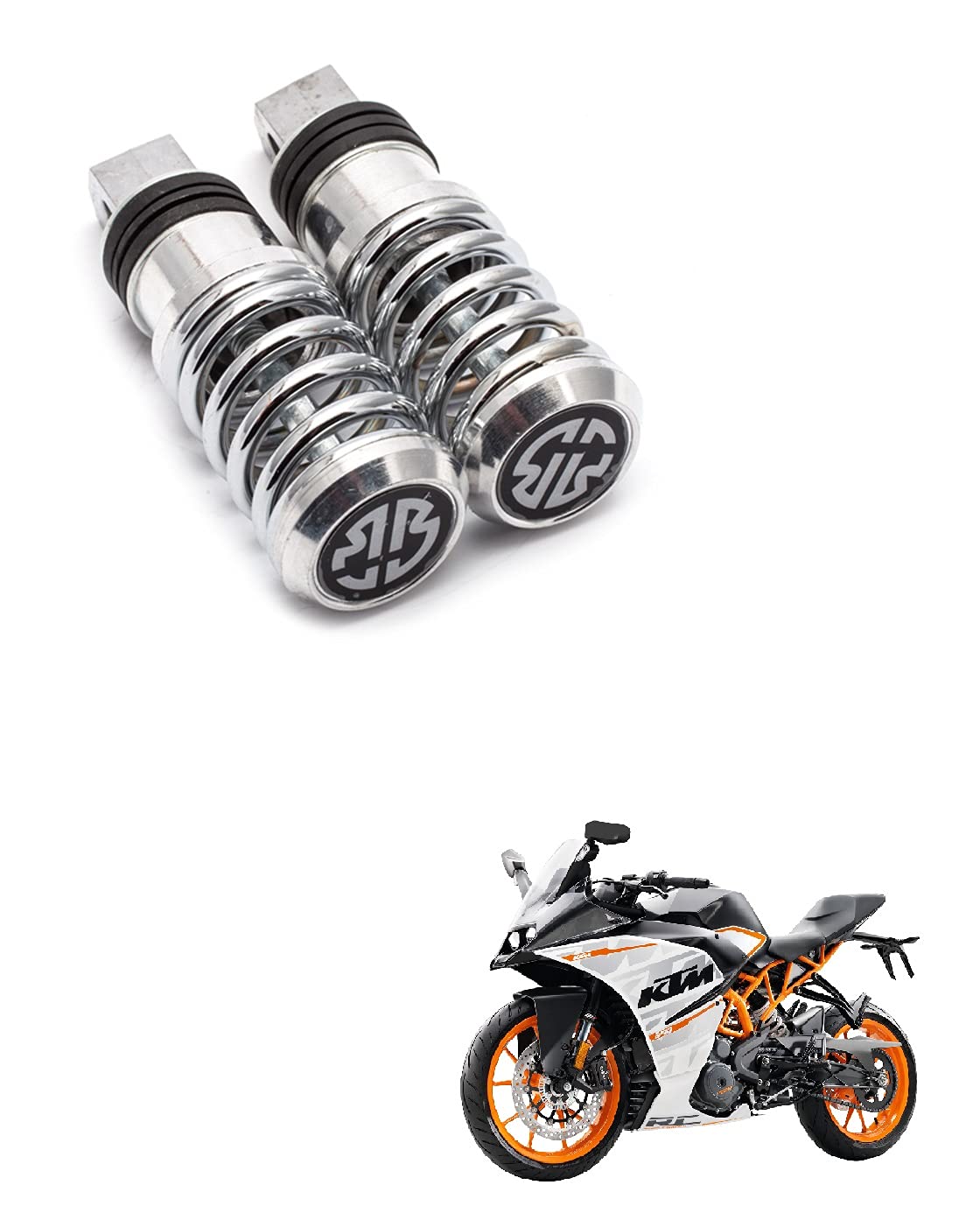 Miwings Stylish Heavy Duty Aluminium Spring Coil Bike Foot Pegs Foot Rest peds For KTM RC 390 (Set of 2, Silver)