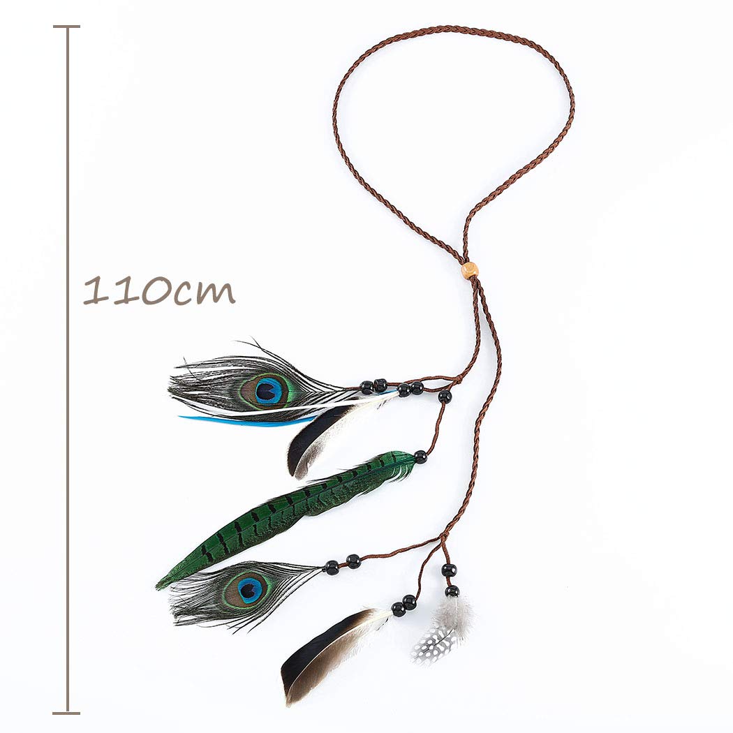 Fascia Per Capelli Boho Zoestar Con Piume E Turchese, Copricapo Hippie Tribale Regolabile, Gioielli Per Festival
