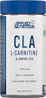 Applied Nutrition CLA L Carnitine & Green Tea - Natural Energy From CLA Conjugated Linoleic Acid, Fat Burning Blend Supplement, Support Weight Management, 100 Veggie Softgels - 50 Servings