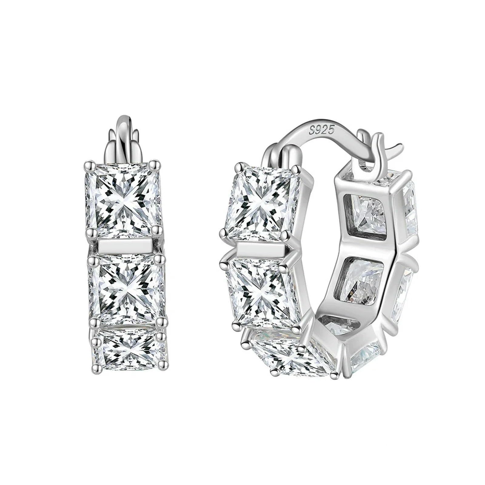 Orecchini A Cerchio Rotondi In Argento Sterling 925 Con Zirconi 8a Per Donne, Orecchini Delicati, Gioielli Regalo