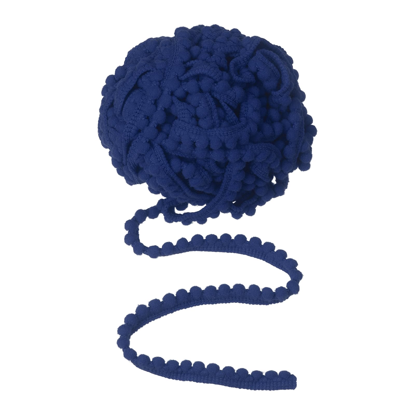 sourcing map 10 Yards Pom Pom Ball Fringe Trim, Round Pom Pom Trim Ribbon Nylon Fringe Ribbon Sewing Accessory for DIY Crafts Sewing Curtain Clothes Pillow Home Decoration, Navy Blue