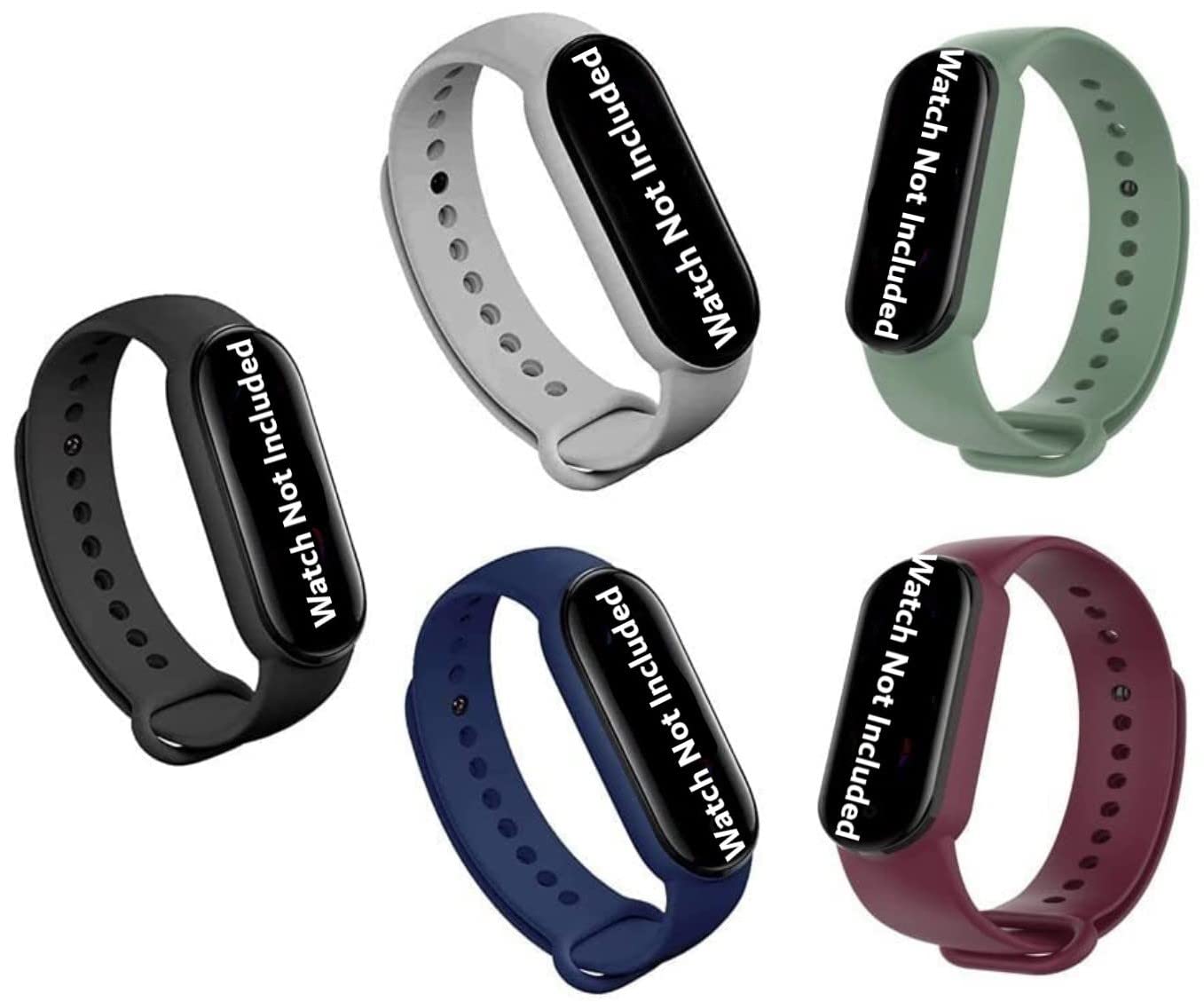 Barbet Soft Silicone Replacement Band Combo Pack Of 5 Strap Compatible With Xiaomi Mi Band 5 / Mi Band 6