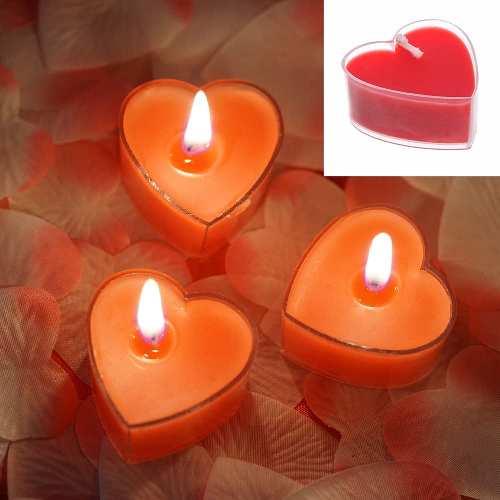 Romántico De Velas, Velas San Valentin, 9 Pcs Vela Romántica En Forma De Corazón, Velas Románticas En Forma De Corazón, Sin Humo Romántica Día De San Valentín, Velas En Forma De Corazón Rojo Romántica