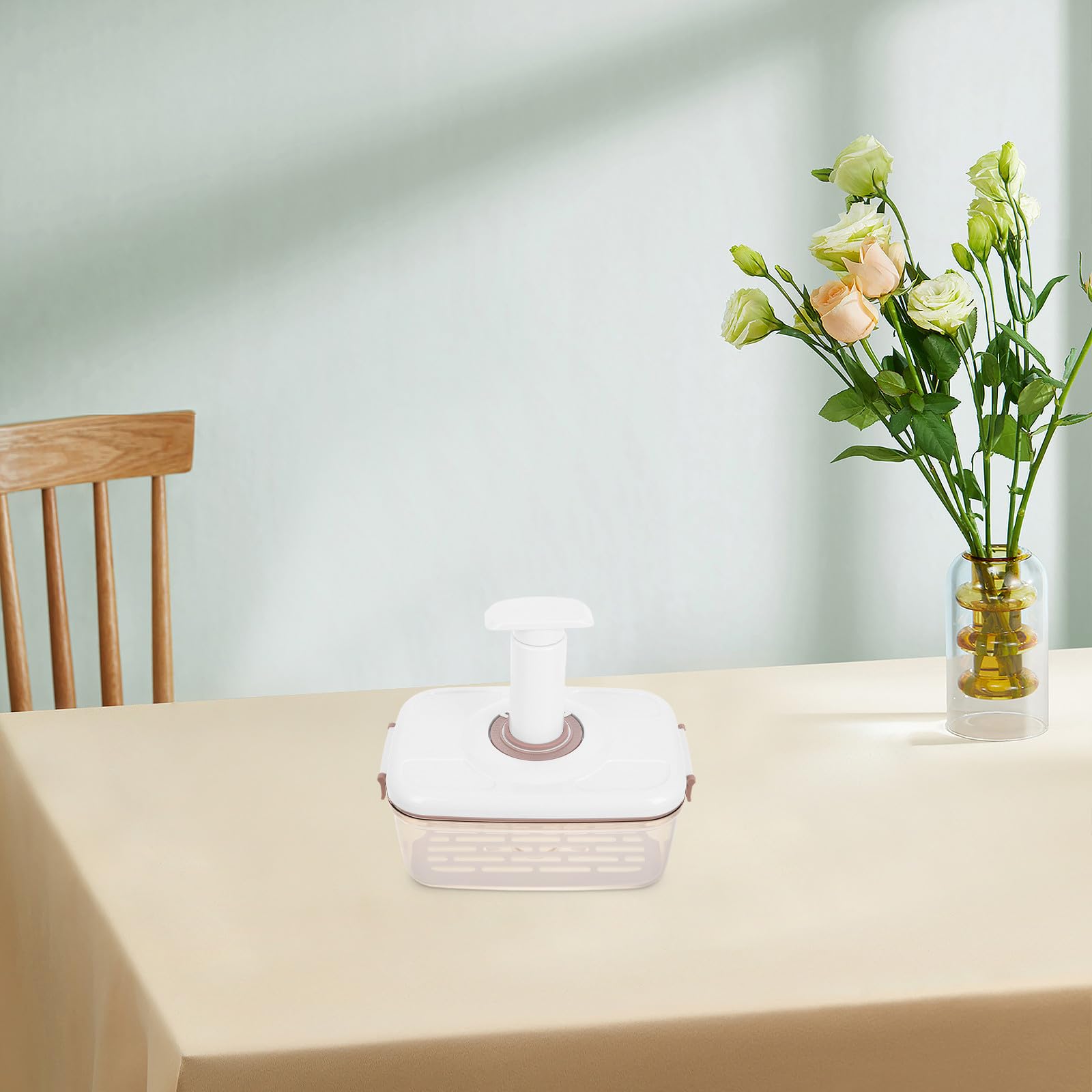 Homoyoyo Caja de Conservación al Vacío para Alimentos 2.1l Grande Bomba Manual, Contenedor Sellado Hermético Transparente para Almacenamiento Fresco y Drenaje Rápido en Cocina